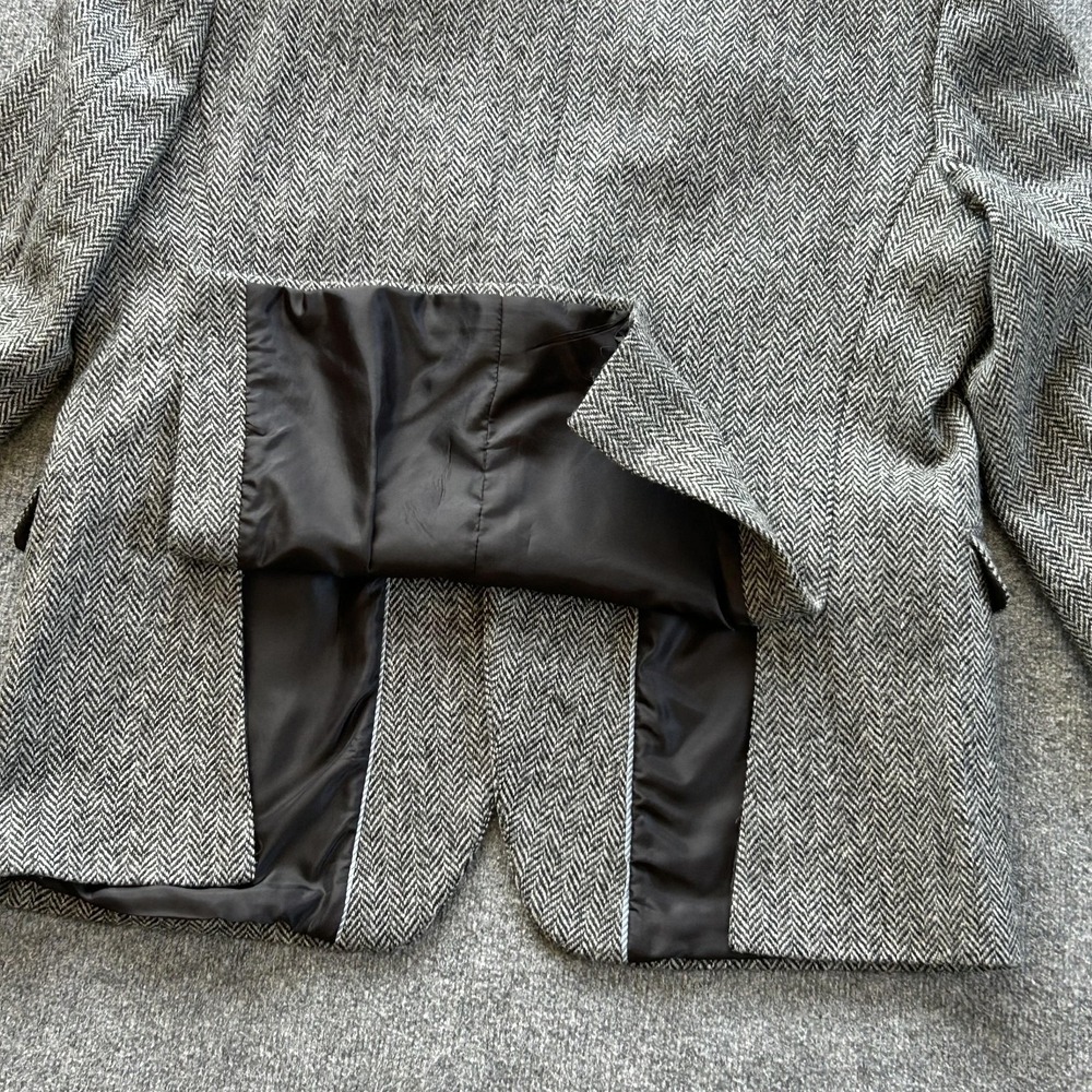 Stafford Sport Coat Mens 48R Gray Harris Tweed Wool Herringbone Blazer Jacket - Picture 15 of 16